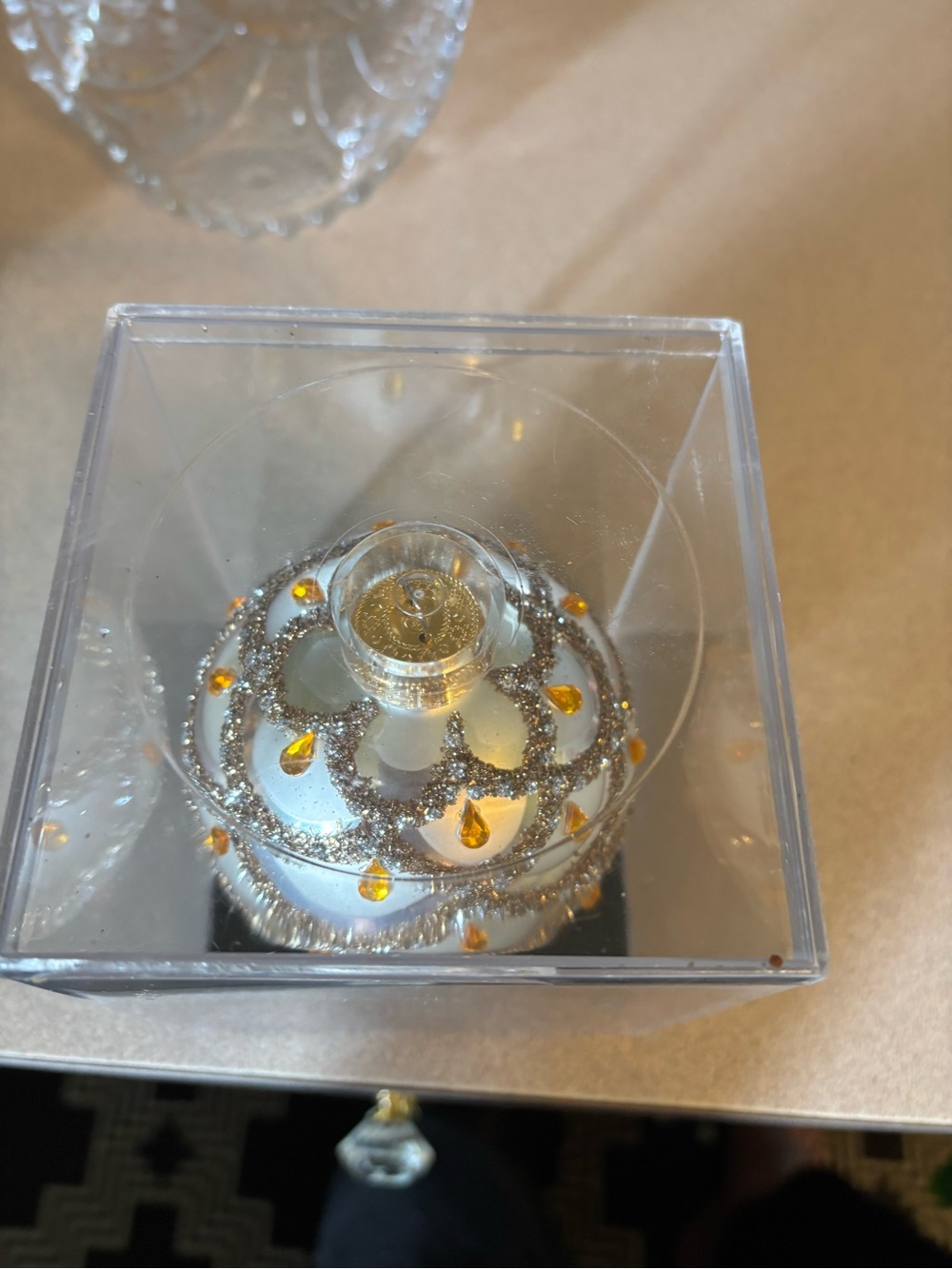 Source Unknown Silver and Gold Glass Holiday Ornament